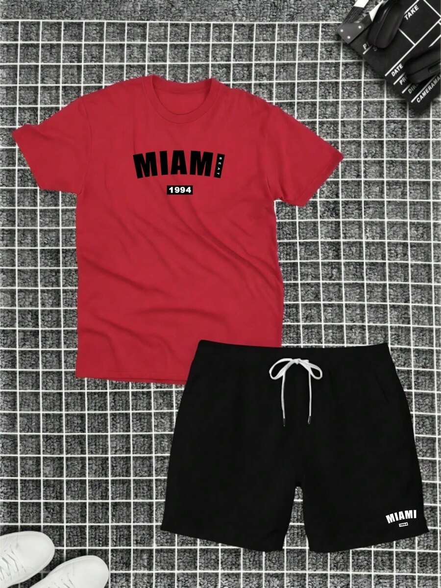 Cotton T-Shirt + Short Tectel Miami Summer Combo Kit - Red - View 1