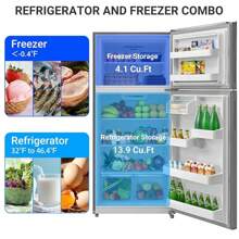SMAD 30" Freestanding Top Freezer Refrigerator, 18.0 Cu. Ft. Frost Free Refrigerator, Full Size Refrigerator With Freezer, Garage Fridge, Standard Depth, Stainless Steel - 查看 3