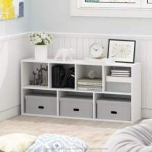 Luder 7-Cube Reversible Open Shelf Bookcase, Wood Finish, Versatile Storage Organizer For Living Room, Bedroom, Office, Study, Home Office, White - trắng - Xem 1