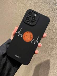 1pc TPU Camera Protection Shockproof Case With Basketball Print, Compatible With Apple & Samsung Series