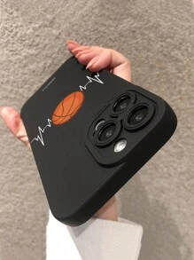 1pc TPU Camera Protection Shockproof Case With Basketball Print, Compatible With Apple & Samsung Series