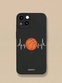 1pc TPU Camera Protection Shockproof Case With Basketball Print, Compatible With Apple & Samsung Series