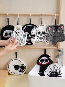 1pc Creative Pumpkin Design Hand Towel, Hang Style, Absorbent And Easy To Clean, Personalized Towel Decor For Kitchen, Bathroom, Bedroom - Multicolor - View 1