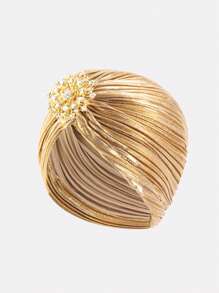 1 pieza Sombrero turbante de metal vintage con dorado, plisado y diseño árabe, adecuado para uso diario de mujeres - multicolor - Ver 3