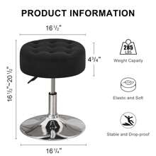 Fumahaus Modern Velvet 360°Swivel Round Ottoman Stool,Comfortable 16.5'' Tufted Vanity Stool,Upholstered Padded Accent Stool For Makeup Room,Bedroom,Black - 黑色 - 查看 4