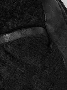 LEDUNTINO 男士时尚拉链休闲户外抓绒皮夹克，运动风，纯色，飞行员夹克，男友礼物，男士秋冬防风皮夹克，立领，双排扣，摩托车夹克，男士秋冬外套