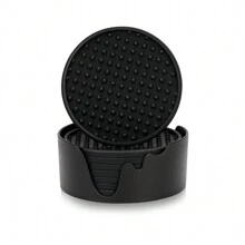 8 件/套硅胶饮料杯垫 - 带支架的防滑杯垫套装，8 件装 - 用于办公室或家庭桌面保护的杯垫 - 适用于室内外的牢不可破的桌面杯垫 - 彩色 - 查看 1