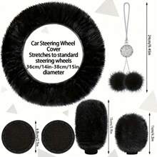 35-Piece Car Seat Cover Set With Steering Wheel Cover, Cup Holder Coasters, Shoulder Pads, And Accessories - Polyester Fabric Interior Decor Kit Without Filler - màu đen - Xem 2