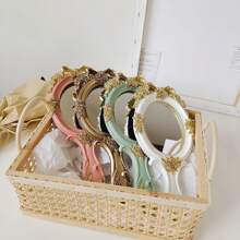 Joivida 1pc Vintage Handheld Mirror, Vanity Makeup Mirror With Handle, Antique Embossed Rose Princess Hand Mirror For Women, Portable Travel Packet Compact Mirrors, Decorative Cosmetic Handle Mirrors (4 Colors), New Year, Christmas Gift, Rama Table Decor, Wedding Gifts, B&B Decor, High-End Hotel Supplies, Birthday Gift, Special Gift, Refreshing Spring/Summer Decor - Multicolor - View 6