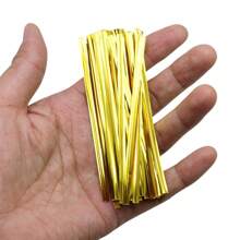 100入組金屬扭結束子有彩色螺旋束子，可用於玻璃紙禮袋、可愛錐形生日糖果袋，有8種顏色可選，尺寸為10cm / 3.97in，適用於婚禮派對禮物袋、禮品袋、派對廚房 - 彩色 - 查看 19