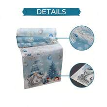 Weihnachtliche blau-weiße Wichtel Weihnachtsbaum Tischläufer, Feiertagsdekoration, Winter Weihnachtsschneeflocken Tischläufer für Küche und Esszimmer, Weihnachtsdekorationen