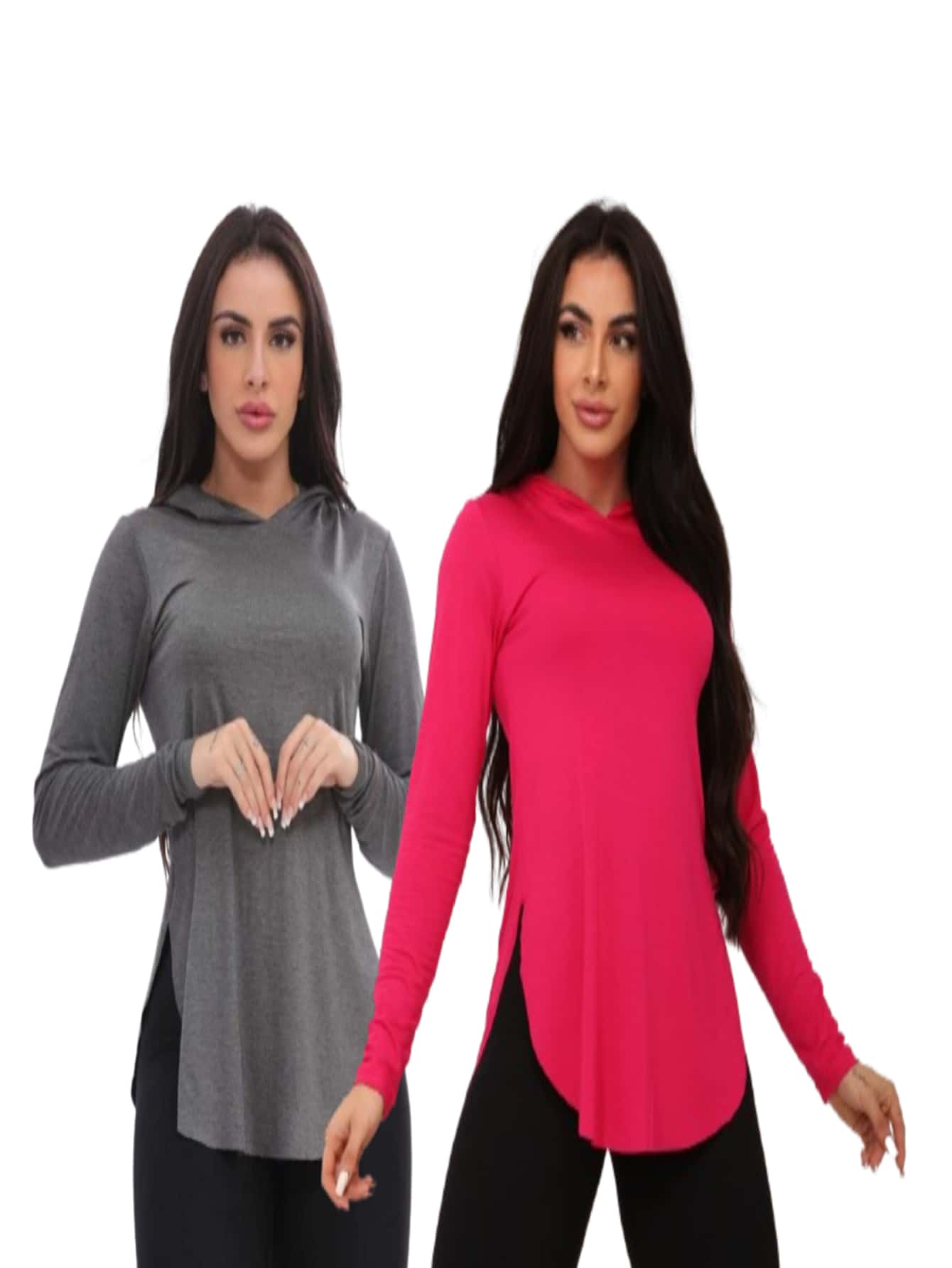 Kit 2 Women's Butt Cover Long Sleeve Gym Hooded Blouses - Nhiều màu - Xem 1