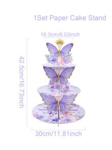 1pc Purple Butterfly Style Cake Stand Cupcake Holder, Butterfly Theme Birthday Babe Shower Wedding Party Decoration Supplies, Food Display Stand Cake Stand