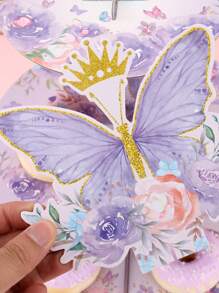 1pc Purple Butterfly Style Cake Stand Cupcake Holder, Butterfly Theme Birthday Babe Shower Wedding Party Decoration Supplies, Food Display Stand Cake Stand