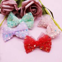 宠物发夹 精致蕾丝亮片蝴蝶结发夹 狗猫通用款式 颜色随机 10个 - 彩色 - 查看 2
