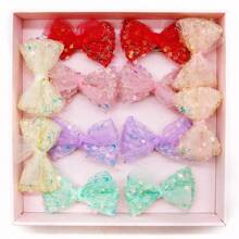宠物发夹 精致蕾丝亮片蝴蝶结发夹 狗猫通用款式 颜色随机 10个 - 彩色 - 查看 3