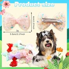 宠物发夹 精致蕾丝亮片蝴蝶结发夹 狗猫通用款式 颜色随机 10个 - 彩色 - 查看 6
