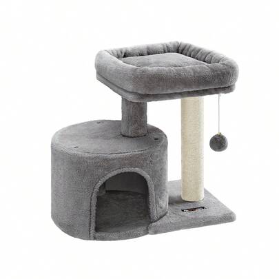  FEANDREA Árbol para Gatos, Torre para Gatos con Postes rascadores Cubiertos de sisal, Cama para Gatos y Cueva, condominio para Gatos de Interior, 19.3 x 12.6 x 19.1 Pulgadas, Gris Claro