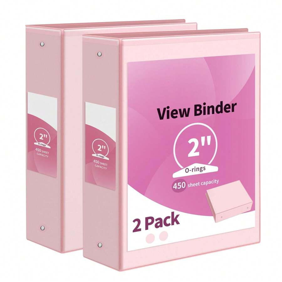 3 Ring Binder, Clear View Binder Three Ring  (Fit 8.5x11 Inches) For School Binder Or Office Binder Supplies - 粉紅色-2寸 - 查看 1