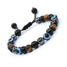 四层防护手链，虎眼石、赤铁矿、黑曜石串珠手链，水晶饰品，男女通用 - 彩色 - 查看 5