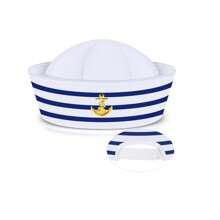 Sombrero de marinero blanco, gorra de capitán de marinero para hombres, mujeres, niñas, niños, bebés, accesorios de disfraz. Conjunto de sombrero y bufanda de marinero para mujeres y hombres, atuendo de marina azul con sombrero de marinero blanco, bufanda de marinero para disfraz de Halloween - Multicolor - Ver 4
