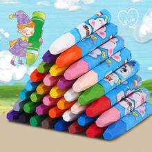 12 Mixed Colors Oil Pastels Set, Washable Crayon Sticks Painting Drawing Supplies For Kids/School - Multicolor - View 1
