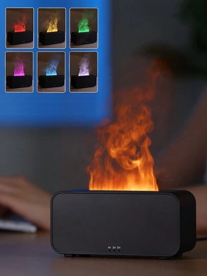 1pc LED 7-Color Flame Aromatherapy Machine USB Powered With Timer Humidifier For Bedroom Study Office Yoga Aromatic Diffuser