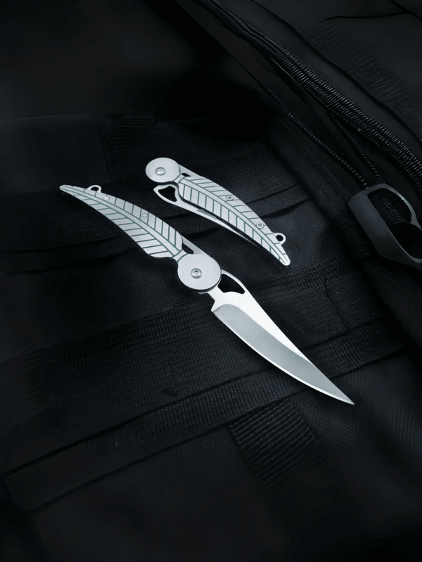 1pc Leaf-Shaped Outdoor Folding Knife, Outdoor High Hardness Knife, Household Stainless Steel Fruit Knife
