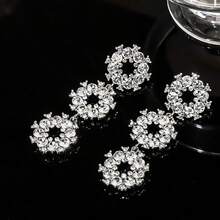 1 对新款奢华欧美风格长流苏和 AB 水钻吊坠耳环，时尚优雅新娘耳环 - 白色 - 查看 3