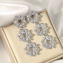 1 对新款奢华欧美风格长流苏和 AB 水钻吊坠耳环，时尚优雅新娘耳环 - 白色 - 查看 5