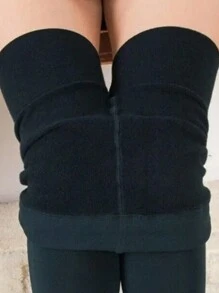 Thermal Leggings Leg Plush Flannel Women's Warm Winter Reinforced Lined - 黑色 - 查看 4