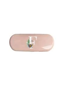 1pc Cream Solid Color Eyeglass Case, New Minimalist Design, Portable, Waterproof And Dustproof (Small, Plastic Material) Letter Eyeglass Hard Case - PU Leather A-Z Floral Print Eyeglass Case - Pink - View 12