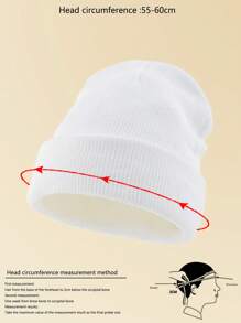 1pc Unisex Outdoor Warm Solid Color Beanie Hat, Suitable For Daily Wear Fall Outfit - White - View 4