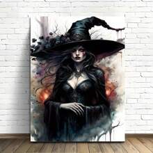 1 Pc Wooden Framed Halloween Wall Art, Horrible Witch In Fairytale Forest Nature Wrapped Canvas Prints Poster Hanging Hardware Included, Home Living Room Office Wall Decor - 24*36吋/60*90公分 附框 - 查看 4