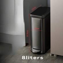 Thùng rác mini bằng thép không gỉ có bàn đạp, nắp và thả chậm im lặng, thùng rác cho nhà bếp, phòng tắm, phòng ngủ, văn phòng, trang trí nhà cửa, quà tặng Giáng sinh, quà tặng gia đình, trang trí phòng - Màu thép vonfram - Xem 15