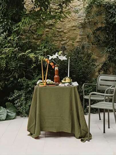 1pc European/American Retro Solid Color Skin-Friendly Absorbent Tablecloth For Hotels, Banquets, Home, Parties, Festivals, Square Table