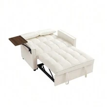 Cream White Velvet Sofa Bed, Suitable For Living Room, Bedroom, Office - 奶白+絨+泡沫 - 查看 5