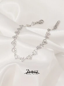 1 件不锈钢镂空心形手链女士简约几何爱心链手链珠宝礼物情人节、妈妈、母亲、母亲节、礼物 - 手鍊 - 查看 7