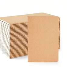 Kraft Paper Mini Notebook, Travel Diary, School Office Homework Diary, Scratch Pad, Portable Notepad, Brown Cover, Horizontal Line Notebook - Multicolor - View 2