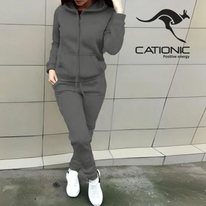 Conjunto CASUAL DEPORTIVO TELA LIGERA Para Dama 2 Piezas Con Sudadera Gorro Y Pantalón CORTE RECTO LS2023B