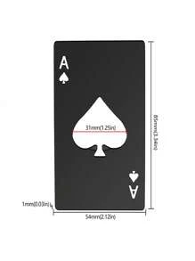 1 件扑克牌形开瓶器，不锈钢多用途酒吧工具，适用于家庭、黑桃 A 设计，适用于户外、露营