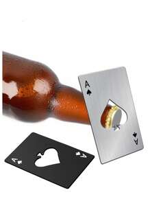 1 件扑克牌形开瓶器，不锈钢多用途酒吧工具，适用于家庭、黑桃 A 设计，适用于户外、露营