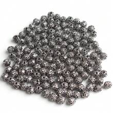 50 hạt đá pha lê 6/8mm mạ vàng hồng bạc đen kim loại dạng bi rời dùng làm đồ trang sức phụ kiện vòng tay DIY - Vòng khoan hình cầu - Xem 11