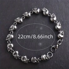 SeuSuk 1 Máy Tính Gothic Đầu Lâu Vòng Tay Tôm Hùm Khóa, Phong Cách Bohemian Punk Rock Biker Trang Sức Dành Cho Nam, Tiệc Hóa Trang Halloween - Bạc - Xem 3