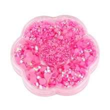 5000 件/盒，2 毫米 3 毫米 4 毫米 5 毫米 6 毫米，5 种尺寸，果冻糖，透明 AB 水晶珠，花形盒包装，圆形平底水钻多色水晶宝石非热熔 DMC 珠宝珠，玻璃石钻石 3D 图案设计配件闪光美甲贴花装饰用于衣服、包、鞋、杯子、手机壳、手工艺品、DIY 装饰。