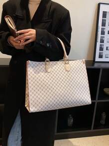 秋冬时尚印花四季旅行购物手提包，超大复古手提包，复古单肩包，女士通勤时尚手提包/钱包