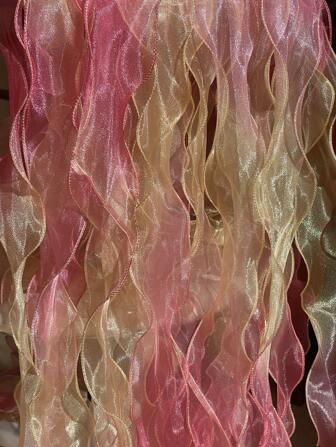 1 Stück 3 Meter irisierendes Farbverlauf Organzaband, wellenförmige Kante Schleife & Fischschwanz Schärpe, Weihnachten