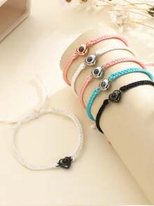 Vòng tay chiếu đá tự nhiên tùy chỉnh, Vòng tay chiếu đá mã não tròn 6mm có ảnh nhúng, Vòng tay chiếu ảnh thú cưng gia đình/cặp đôi bằng thép không gỉ được cá nhân hóa, Quà tặng kỷ niệm - vòng đeo tay chiếu - Xem 8