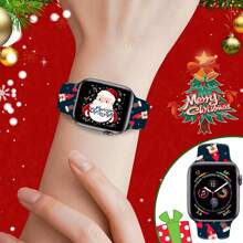 1 件圣诞松枝设计硅胶防水表带，适用于 38 毫米 40 毫米 41 毫米 42 毫米 44 毫米 45 毫米 49 毫米 Apple Watch，休闲运动智能手表表带 - 均碼 - 查看 4