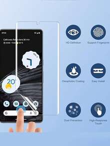 [2+1 适用于 Pixel 7 Pro] 2 件屏幕保护膜（TPU）+ 1 件相机镜头保护膜，适用于 Pixel 6 Pro/8 Pro/7a/7/8a/6a 屏幕保护膜，自修复，[非玻璃] - 3in1 - 查看 4